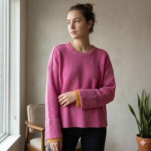 Design History Sweater Womens XL Pink Pure Cashmere Ribbed Crew Neck Barbiecore